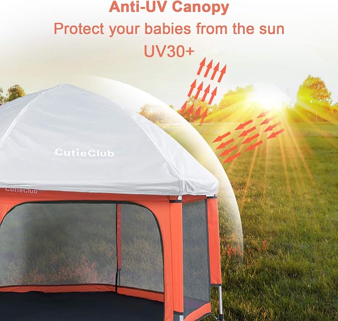 Sunlight blocked by Den's UV30+ canopy roof