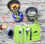 16 Pcs Camping Cookware Stove Carabiner Folding Spork Set Outdoor